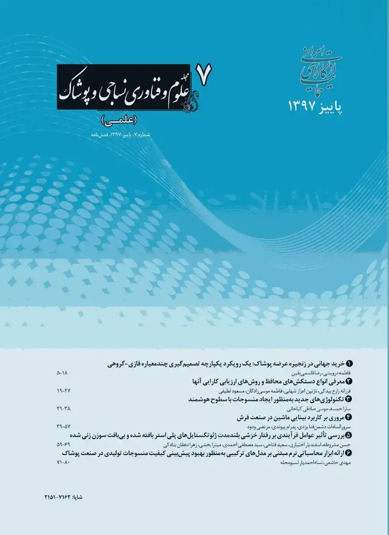 مقالات فصلنامه علوم و فناوری نساجی، دوره 11، شماره 1 منتشر شد